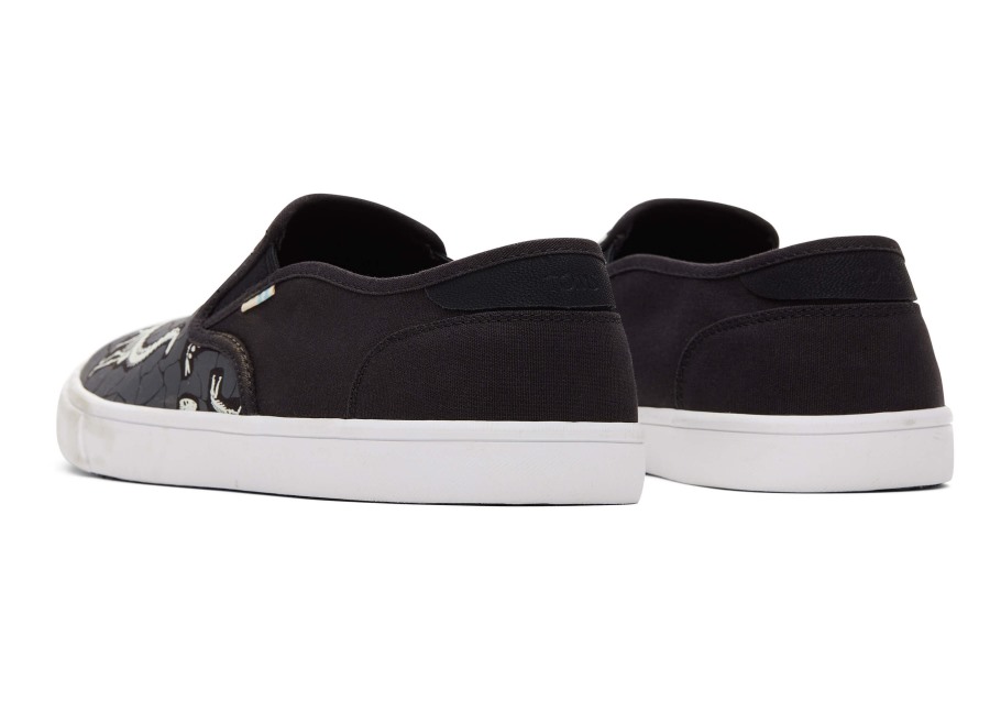 Toms Baja Slip On Dinosaur Dig Black Dino