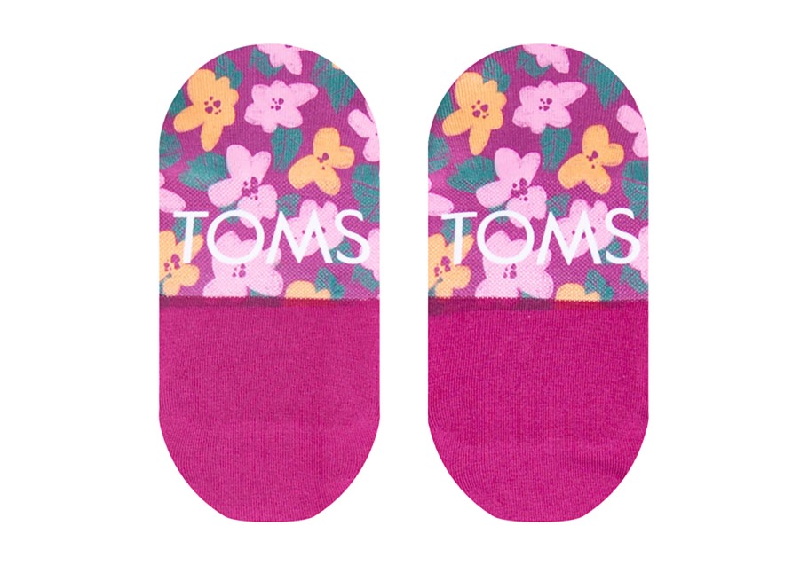 Toms Ultimate No Show Socks Oversized Blooms Fuchsia Blooms