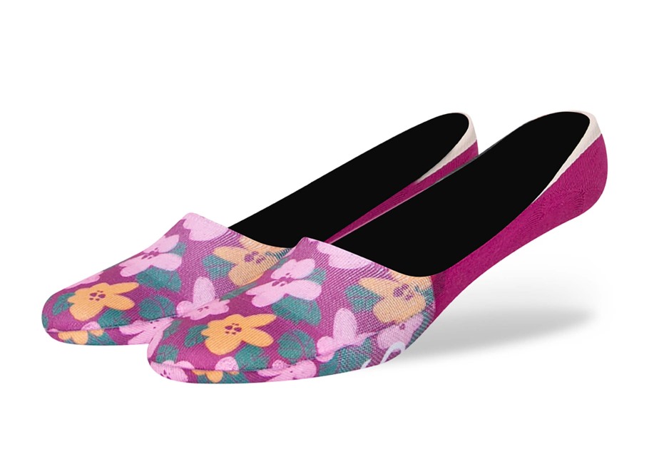 Toms Ultimate No Show Socks Oversized Blooms Fuchsia Blooms