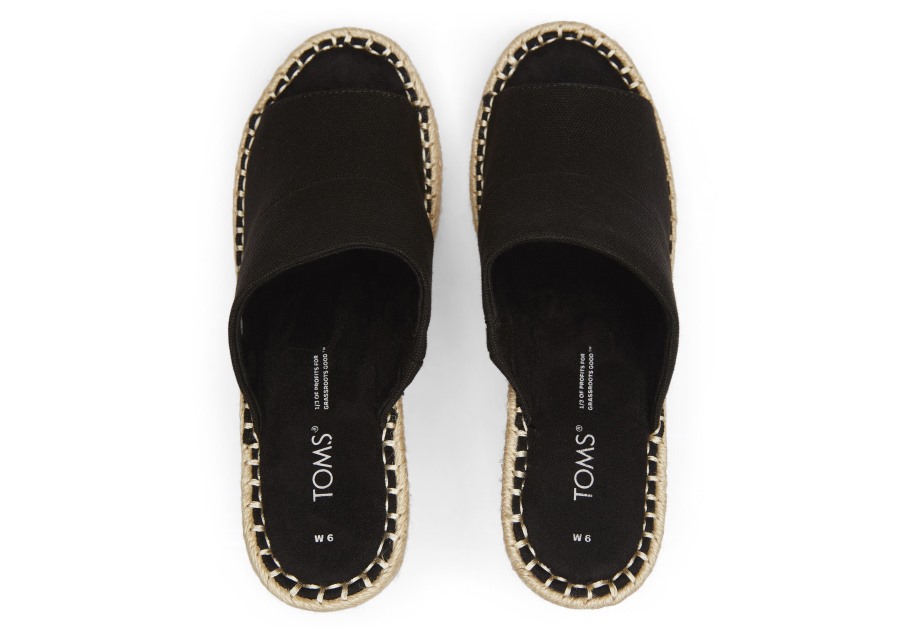 Toms Monica Mule Wedge Heel Black