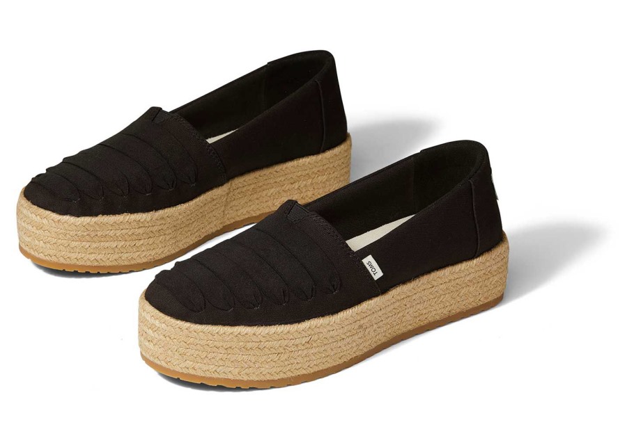 Toms Valencia Platform Espadrille Black