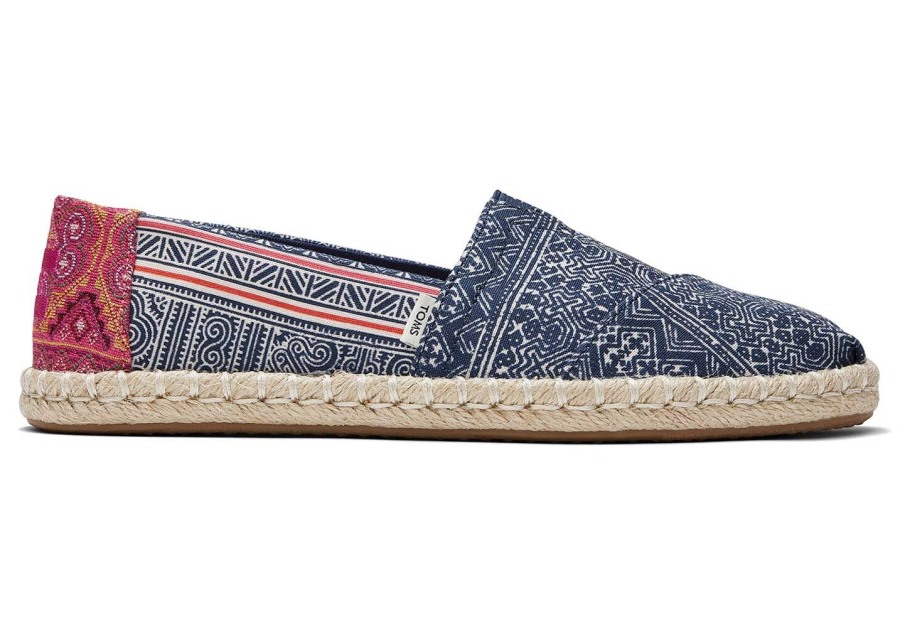 Toms Hmong Indigo Floral Rope Espadrille Indigo