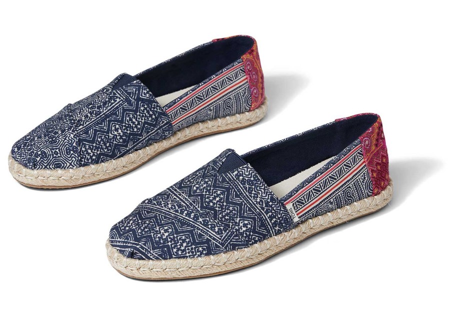 Toms Hmong Indigo Floral Rope Espadrille Indigo