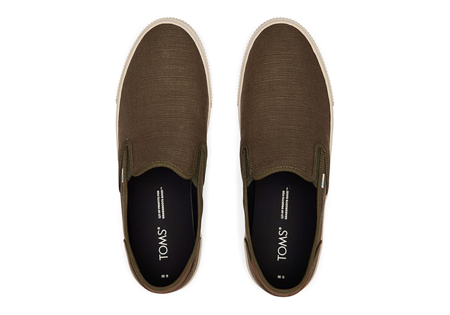 Toms Baja Slip On Dark Olive