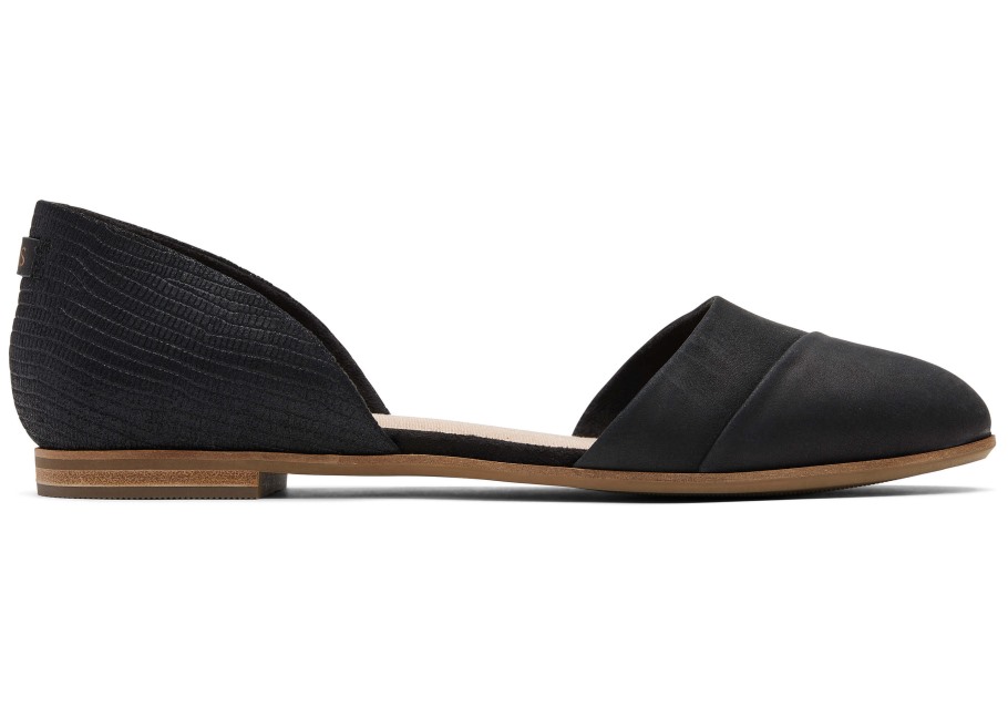 Toms Jutti D'Orsay Flat Black Lizard