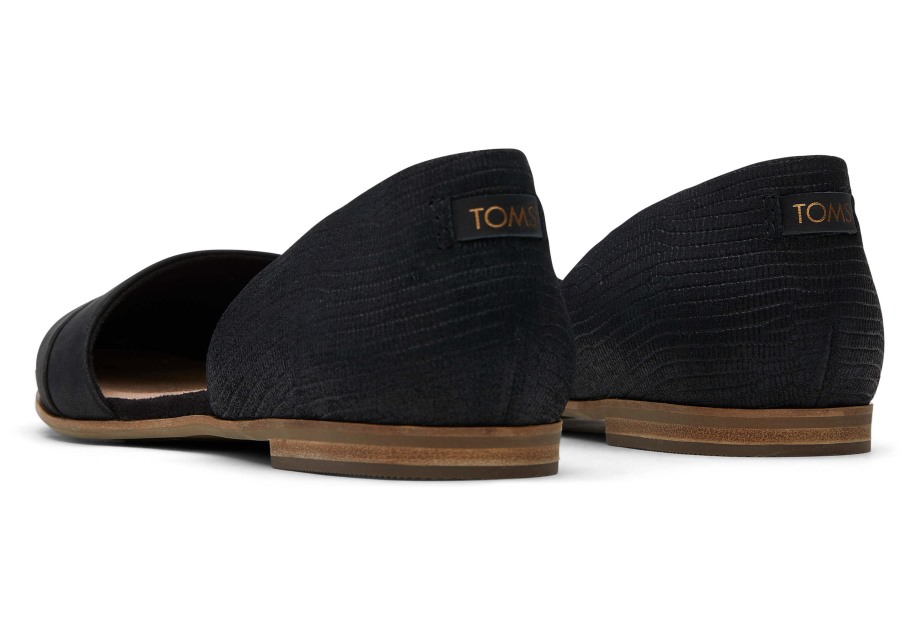 Toms Jutti D'Orsay Flat Black Lizard