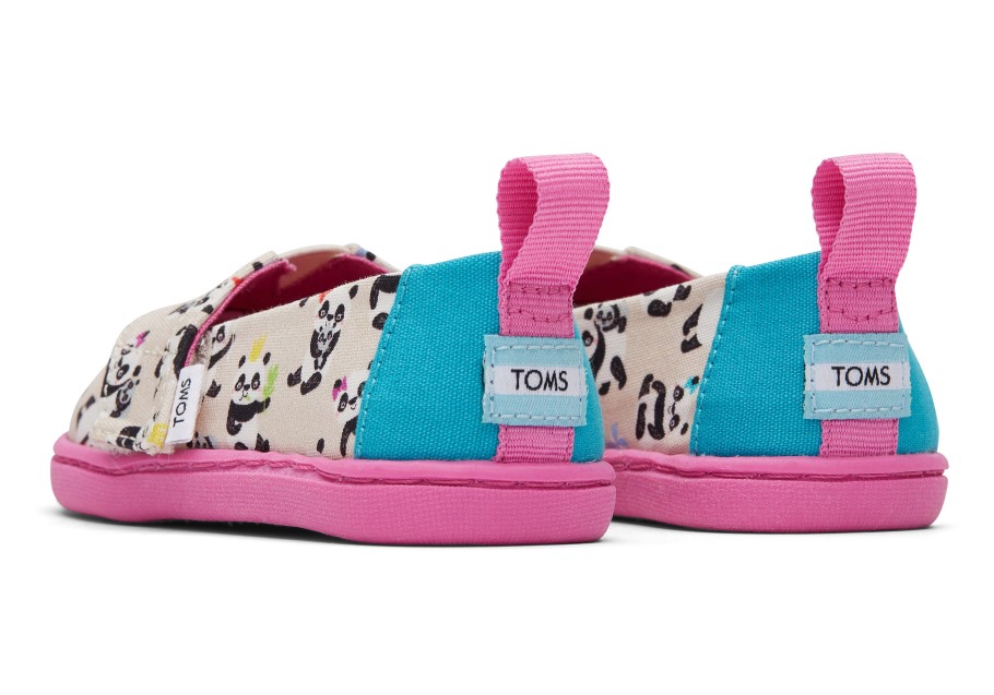 Toms Tiny Alpargata Panda Party Natural Birch
