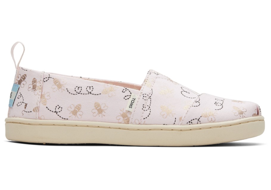 Toms Youth Alpargata Bee Mine Pink Foil
