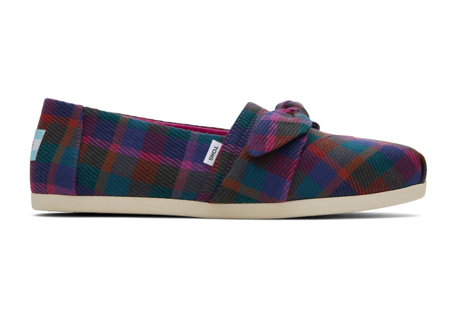 Toms Alpargata Plaid Bow Fuchsia Plaid
