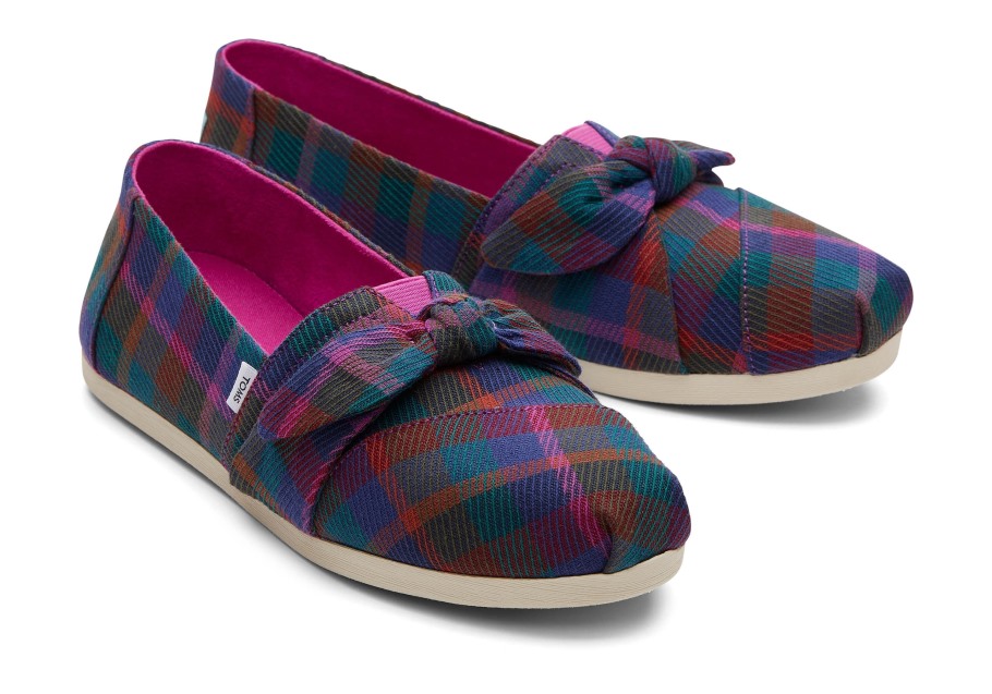 Toms Alpargata Plaid Bow Fuchsia Plaid