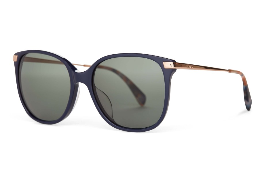 Toms Sandela 201 French Navy Floral-Rose Gold-Green Grey