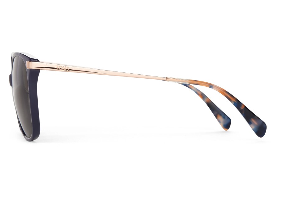 Toms Sandela 201 French Navy Floral-Rose Gold-Green Grey