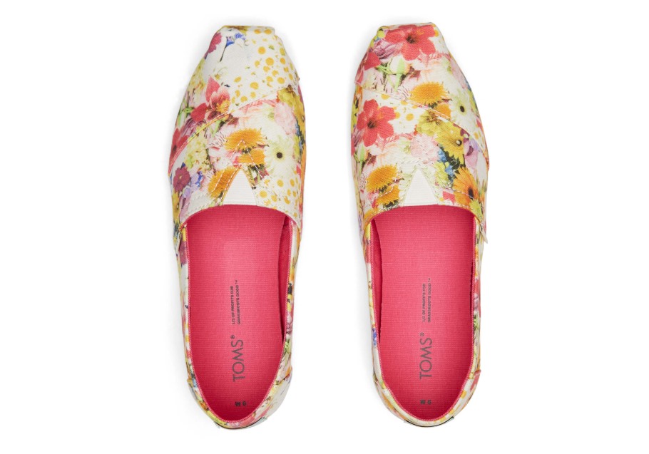 Toms Floral Collage Alpargata White